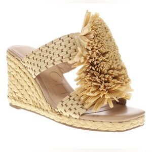 Beach By Matisse Cape Cod Wedge Sandals Slip On Raffia Fringe Shoes Size 8 New